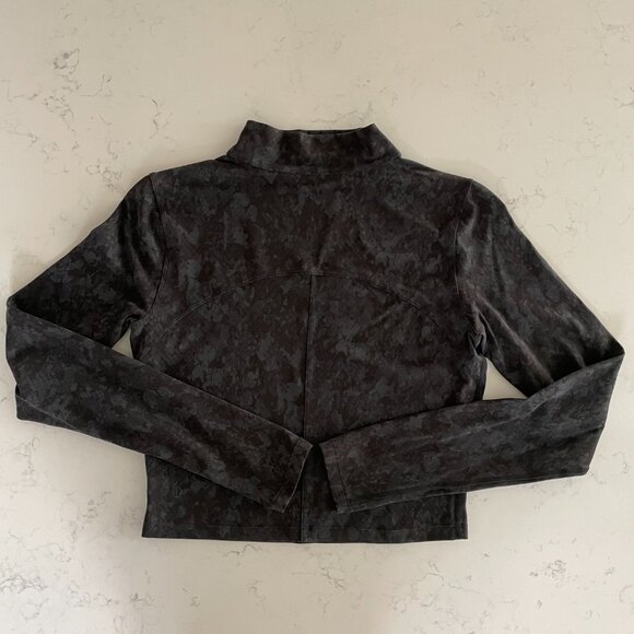 Lululemon All Aligned Mock Nk LS Crop Top Hideaway Camo Deep Coal Multi Grey 8 - Picture 3 of 8